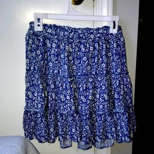 Blue and white flowy skirt